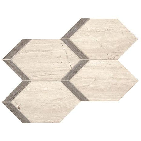 Marazzi Castellina Stone Mosaic 13" X 17" Elongated Hexagon Gray And Fawn