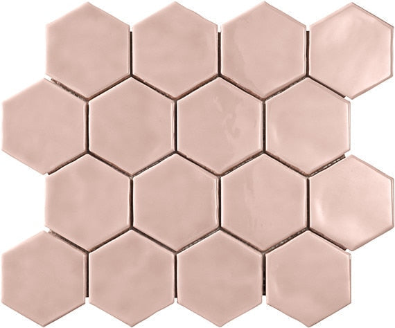 Marazzi Artistic Reflections 3" X 3" Hexagon Glossy Rose