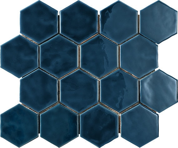 Marazzi Artistic Reflections 3" X 3" Hexagon Glossy Twilight