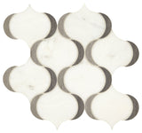 Marazzi Castellina Stone Mosaic 14" X 14" Modern Arabesque White And Midnight Gray