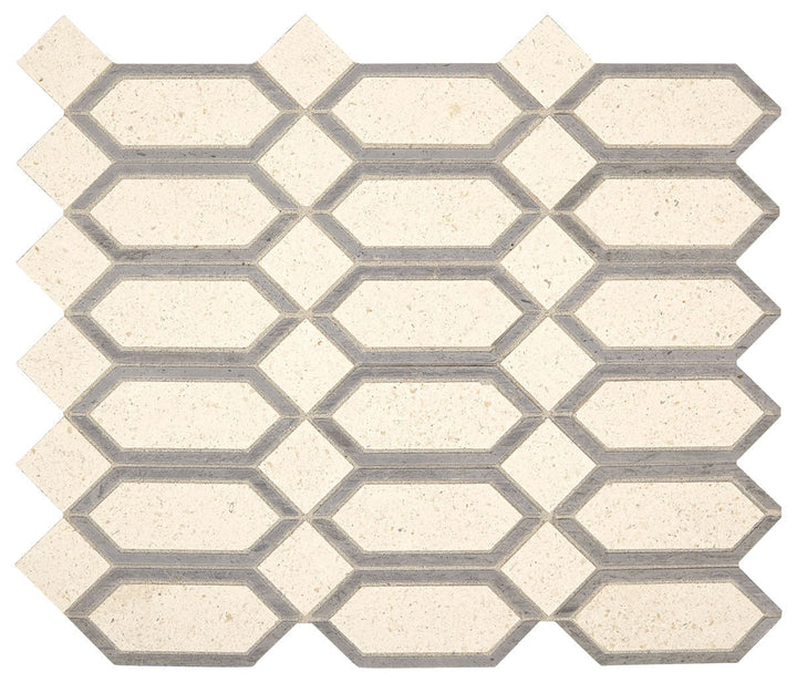 Marazzi Castellina Stone Mosaic 15" X 13" Linear Hexagon Beige And Gray