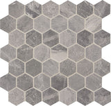 Marazzi Predella 2" Hexagon, Straight Edge Meta Silver
