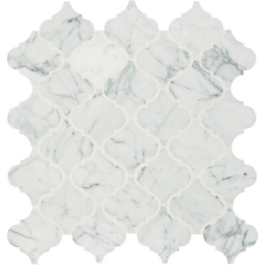 Daltile Marble 3" x 3" Baroque Mosaic 13" x 14"  Carrara White