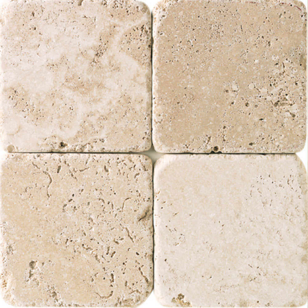 Daltile Travertine 4" x 4" Tumbled Mediterr Ivory