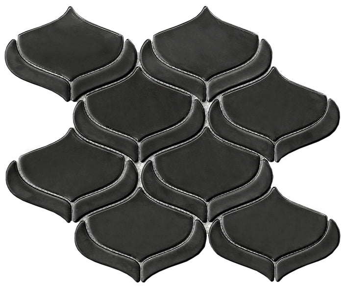 Emser Mythos 11"x12" Arabesque Mosaic 2.8"X3.1" Black