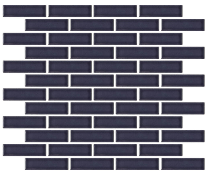 Emser Savvy 11"x12" Off-set Mosaic 1"x3" Polished Navy