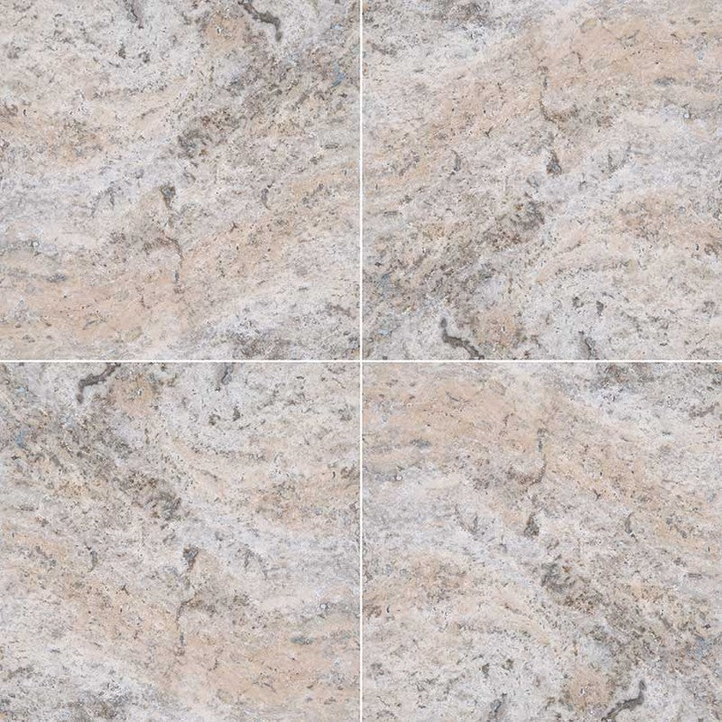 MS International Travertine 12" x 12" HF Silver