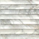 Emser Calacata 1" x 12" Tube Mosaic 12" x 12" Honed Giallo 