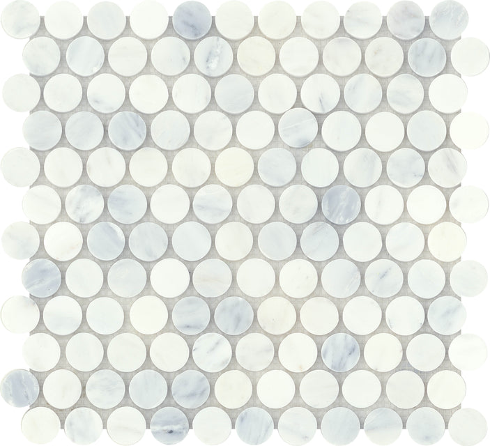 Emser Winter Frost 12"x12" Penny Round Mosaic 0.98"X0.98" Winter frost