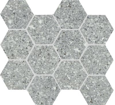 Emser Fragmento 10" X 12" Hexagon Mosaic 3" Matte  SM Silver