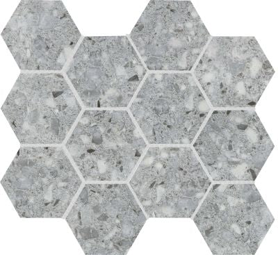 Emser Fragmento 10" X 12" Hexagon Mosaic 3" Matte  LG Silver