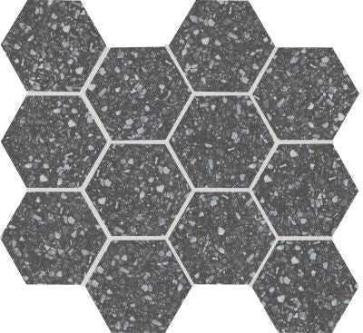 Emser Fragmento 10" X 12" Hexagon Mosaic 3" Matte  SM Black