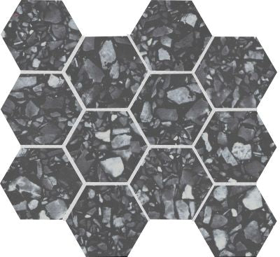 Emser Fragmento 10" X 12" Hexagon Mosaic 3" Matte  LG Black