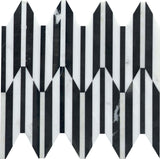 Emser Bizou 10"x12" Peak Mosaic 0.57"X5" Polished White/black