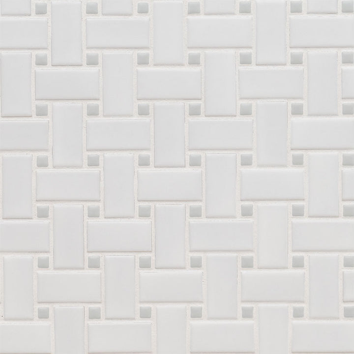MS International Domino 12" x 12" Basketweave White And Gray